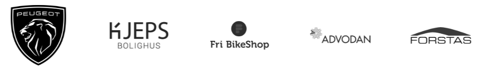 Peugeot, Hjeps Bolighus, Fri BikeShop, Advodan, Forstas